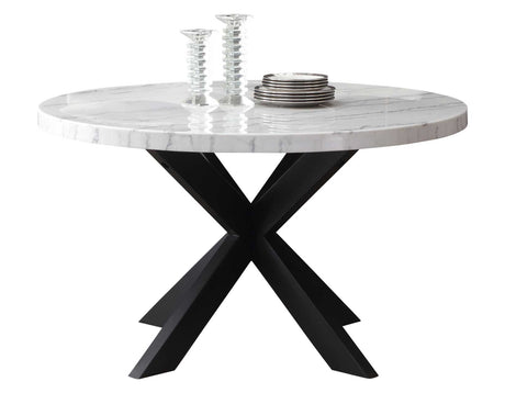 Xena 52-inch Round Dining Table, White Marble Top - XN520WT