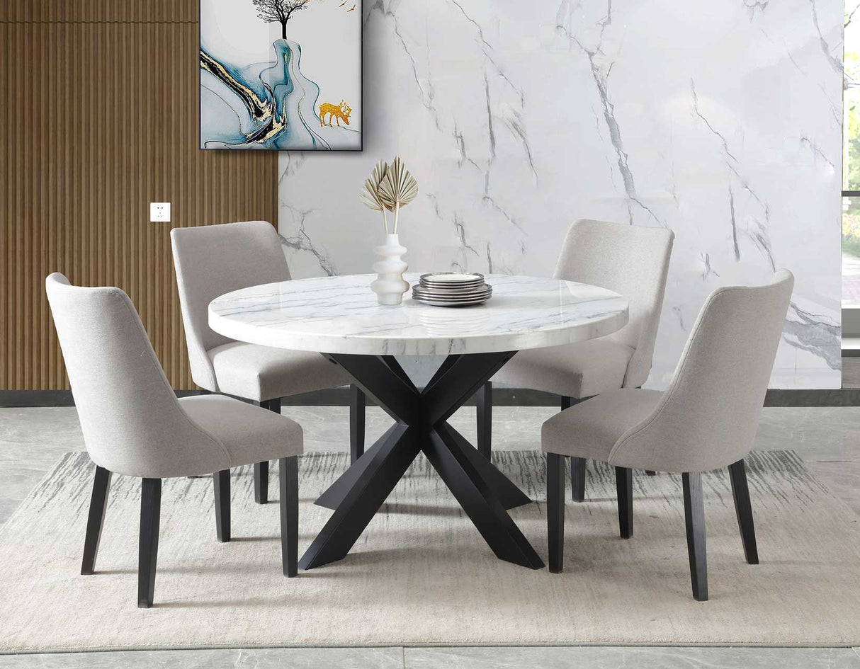 Xena 52-inch Round Dining Table, White Marble Top from Steve Silver - Luna Furniture