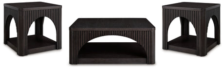 Yellink Coffee Table with 2 End Tables in Black from Ashley - Luna Furniture