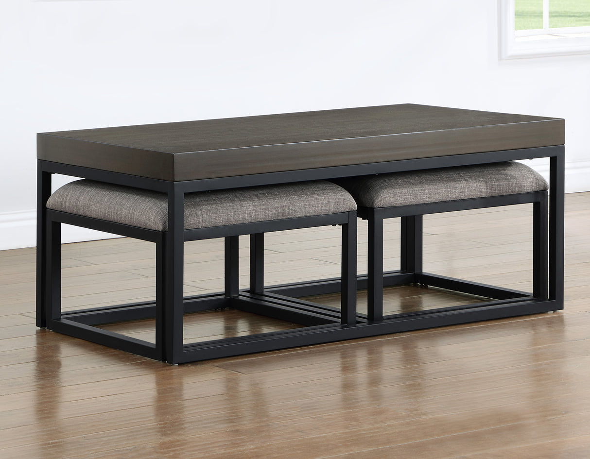 Yukon Rectangular Nesting Coffee Table with 2 Stools from Steve Silver - Luna Furniture