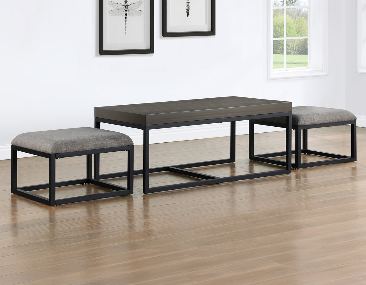 Yukon Rectangular Nesting Coffee Table with 2 Stools from Steve Silver - Luna Furniture