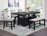 Yves 6-Piece Storage Counter Dining Set(Table, Bench & 4 Counter Chairs) from Steve Silver - Luna Furniture