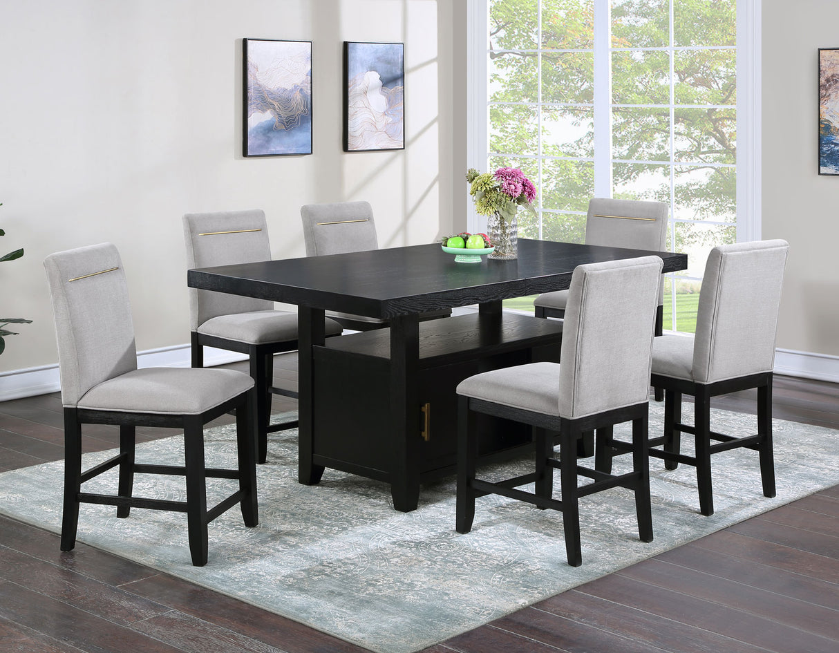 Yves 6-Piece Storage Counter Dining Set(Table, Bench & 4 Counter Chairs) from Steve Silver - Luna Furniture