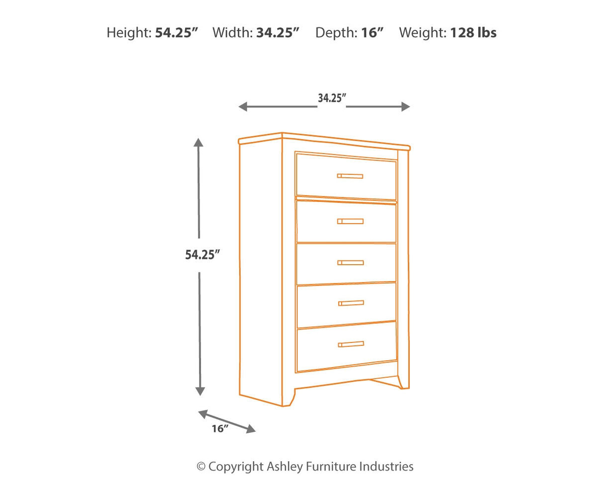 Zelen Full Panel Bed with Mirrored Dresser, Chest and Nightstand in Warm Gray - PKG003986