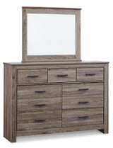 Zelen King Panel Bed with Mirrored Dresser, Chest and 2 Nightstands in Warm Gray - PKG003981