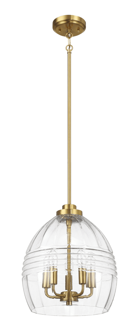 Zen Five Pendant Chain Hanging Light with Clear Glass - Satin Brass - PNL03901901