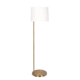 Zenith Offset Brass Base Floor Lamp with Drum-shaped Linen Shade - FLL03702201