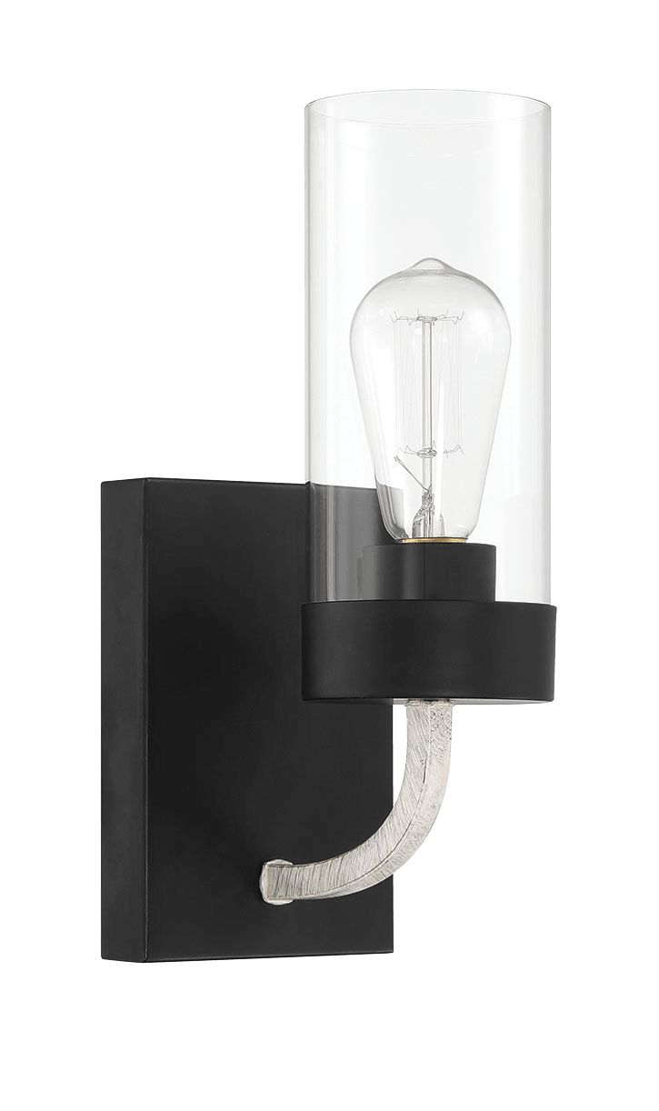 Zephyr Single Light Sconce With Clear Glass Metal Black Finish - WLL03901401