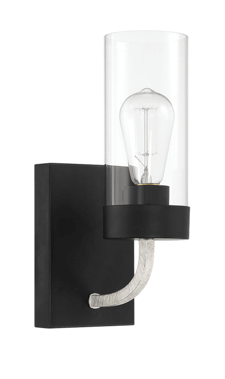 Zephyr Single Light Sconce With Clear Glass Metal Black Finish - WLL03901401