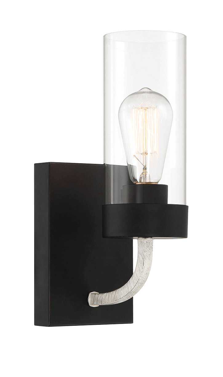 Zephyr Single Light Sconce With Clear Glass Metal Black Finish - WLL03901401