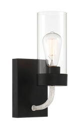 Zephyr Single Light Sconce With Clear Glass Metal Black Finish - WLL03901401