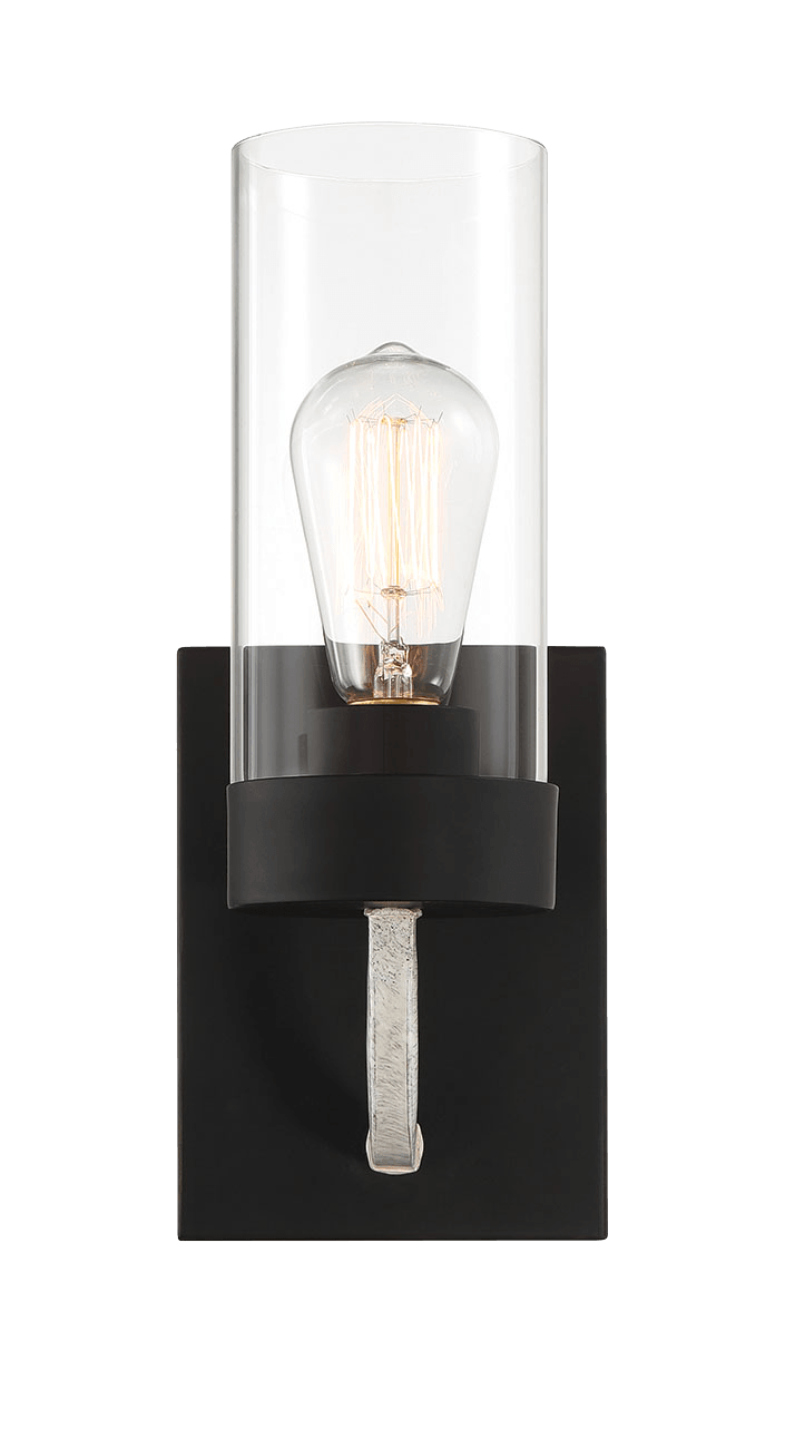 Zephyr Single Light Sconce With Clear Glass Metal Black Finish - WLL03901401