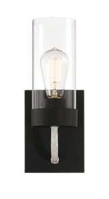 Zephyr Single Light Sconce With Clear Glass Metal Black Finish - WLL03901401