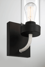 Zephyr Single Light Sconce With Clear Glass Metal Black Finish - WLL03901401