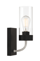 Zephyr Single Light Sconce With Clear Glass Metal Black Finish - WLL03901401