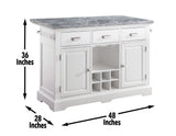 Zermatt 2-Piece Grey Marble Kitchen Island(Island, 2 Counter Stools) - SET | ZR380CKT | ZR380CKB