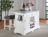 Zermatt 2-Piece Grey Marble Kitchen Island(Island, 2 Counter Stools) - SET | ZR380CKT | ZR380CKB