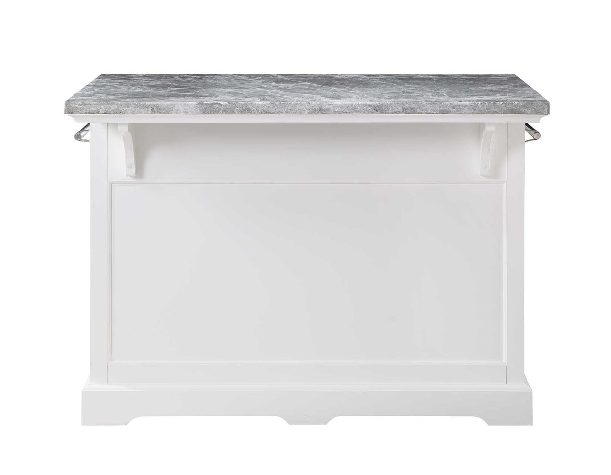 Zermatt 2-Piece Grey Marble Kitchen Island(Island, 2 Counter Stools) - SET | ZR380CKT | ZR380CKB