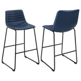 Zuni Faux Leather Upholstered Bar Stool Blue (Set of 2) from Coaster - Luna Furniture