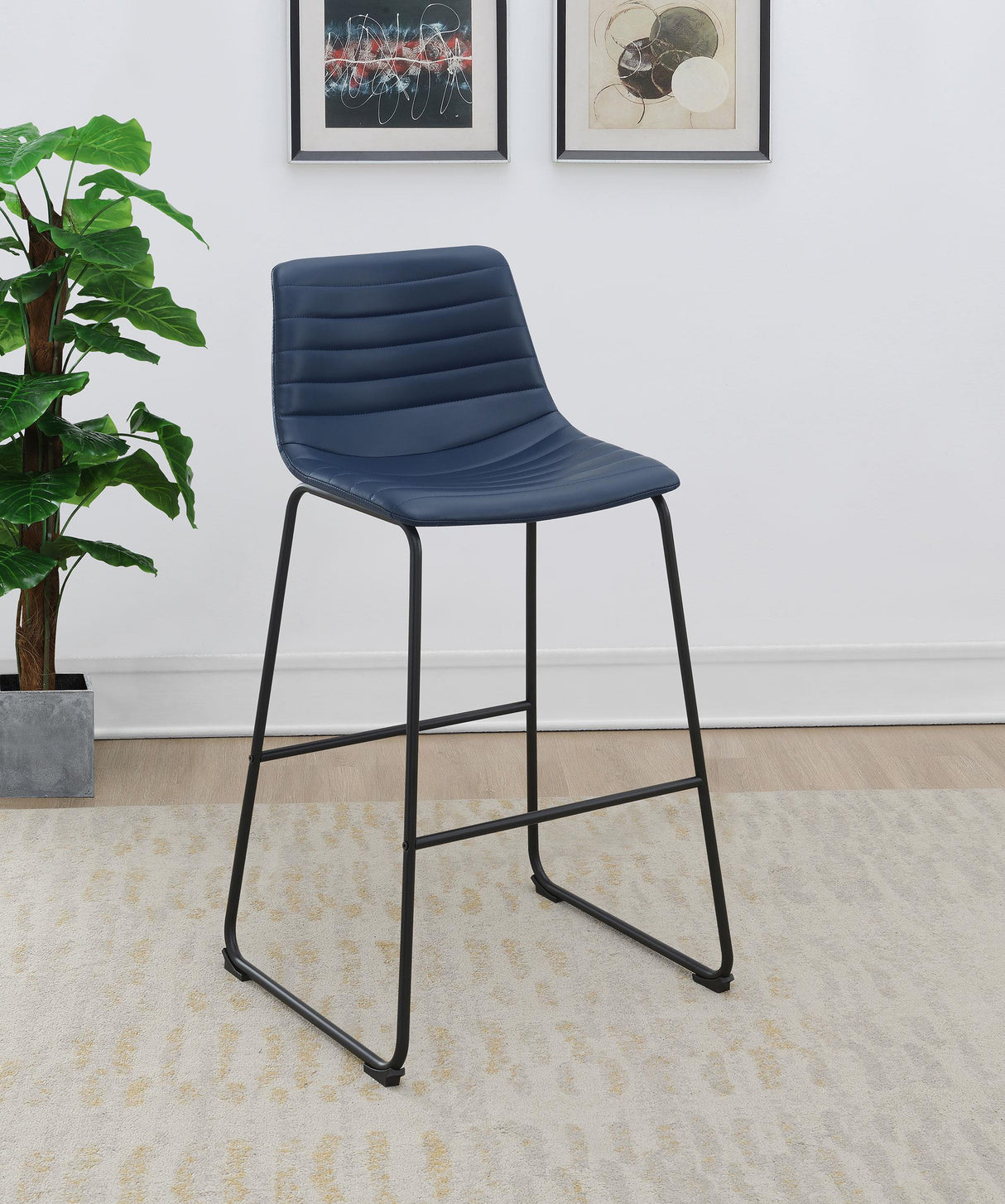 Zuni Faux Leather Upholstered Bar Stool Blue (Set of 2) from Coaster - Luna Furniture