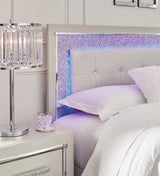 Zyniden King Upholstered Panel Headboard with Dresser in Silver - PKG016659