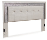 Zyniden King Upholstered Panel Headboard with Dresser in Silver - PKG016659