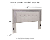 Zyniden Queen Upholstered Panel Headboard with 2 Nightstands in Silver - PKG016652