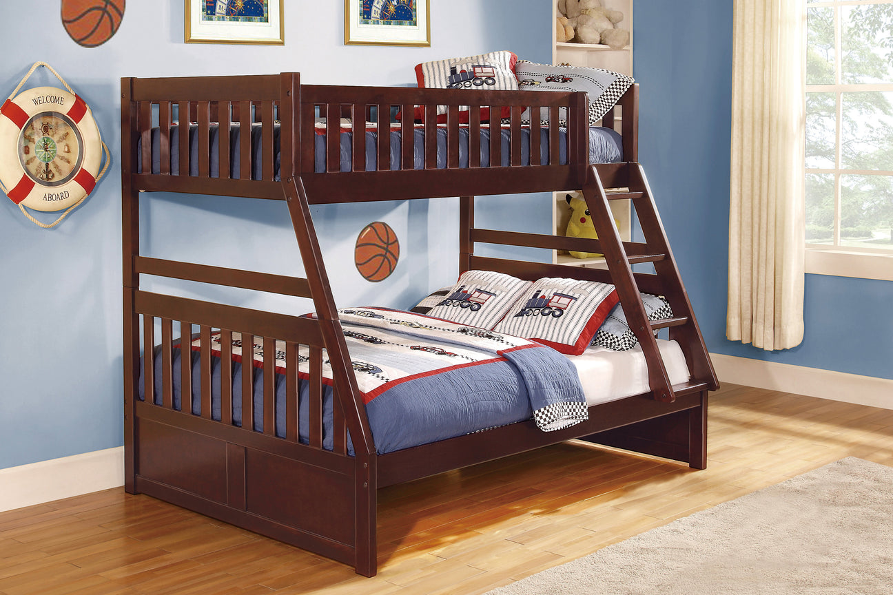 Rowe Dark Cherry Twin/Full Bunk Bed from Homelegance - Luna Furniture