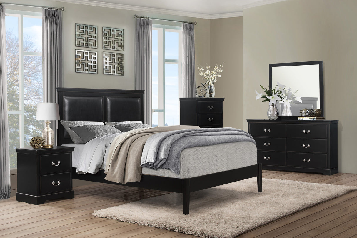 Seabright Black Queen Panel Bed - Luna Furniture