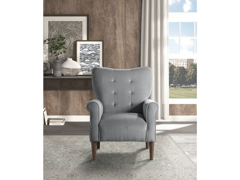 Kyrie Dark Gray Velvet Accent Chair from Homelegance - Luna Furniture