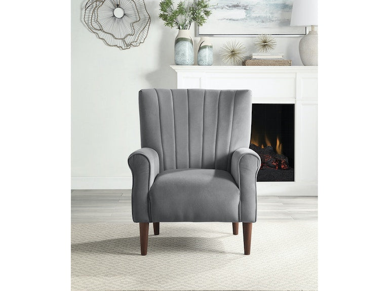 Urielle Dark Gray Velvet Accent Chair from Homelegance - Luna Furniture