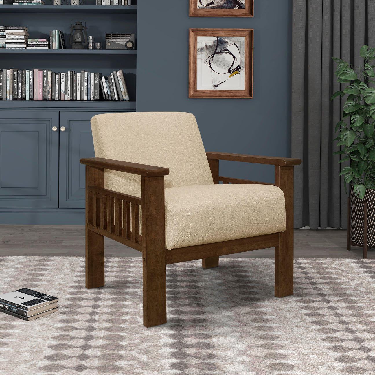 Helena Light Brown Accent Chair with Storage Arms from Homelegance - Luna Furniture