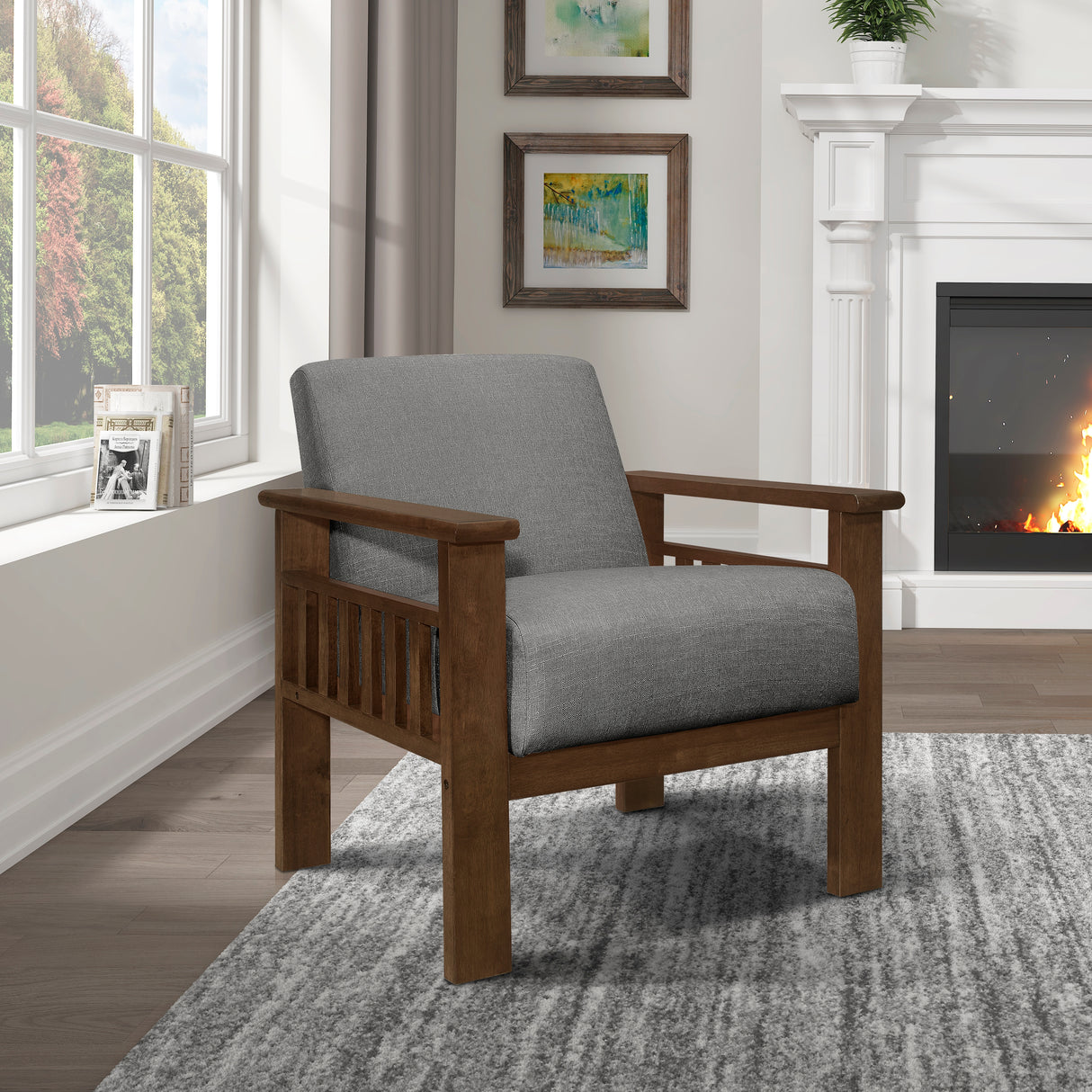 1048GY-1 Accent Chair with Storage Arms - Luna Furniture