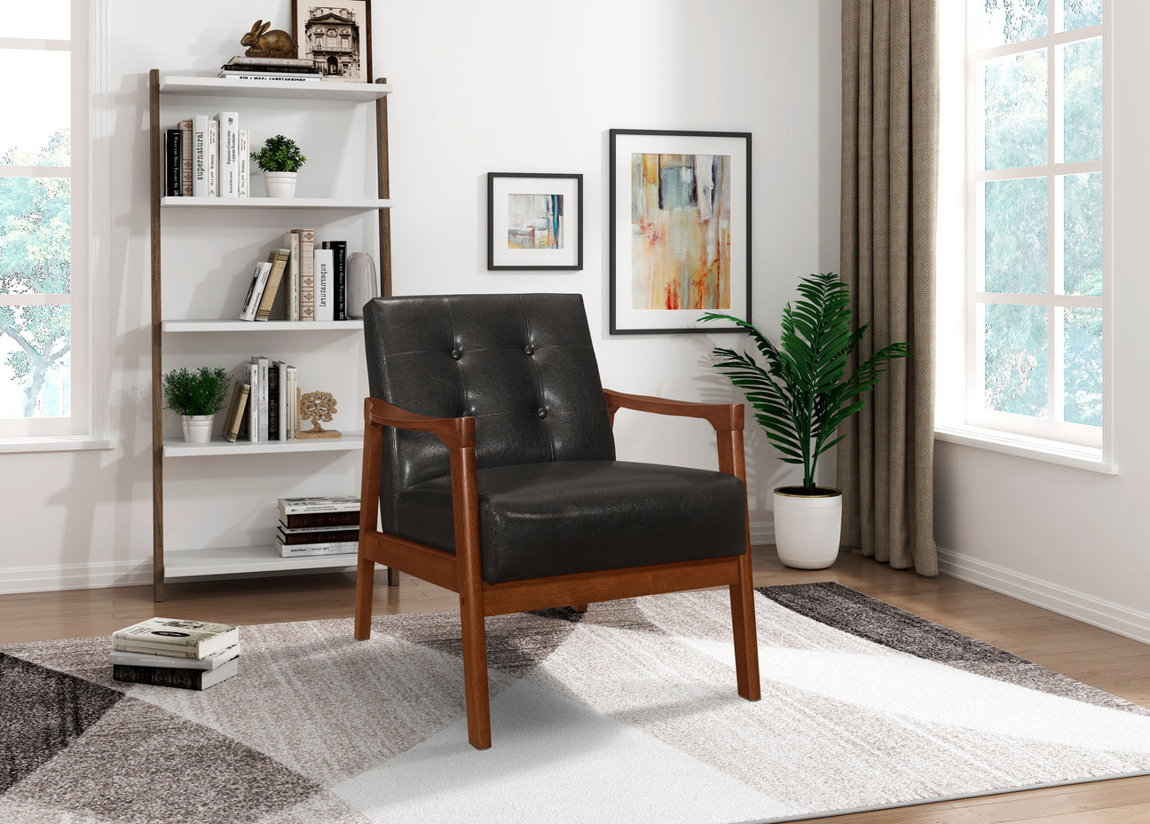 Alby Dark Brown Faux Leather Accent Chair from Homelegance - Luna Furniture