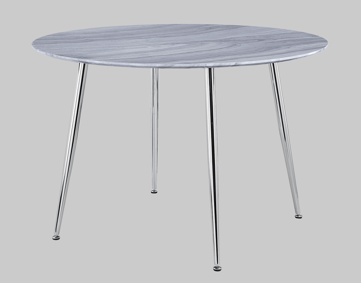 Tola Silver Glass-Top Round Dining Table -  Crown Mark - Luna Furniture