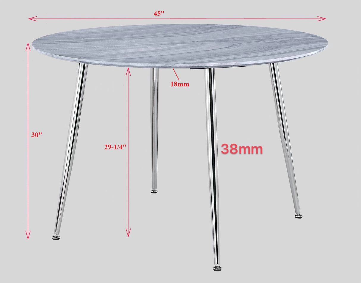 Tola Silver Glass-Top Round Dining Table -  Crown Mark - Luna Furniture