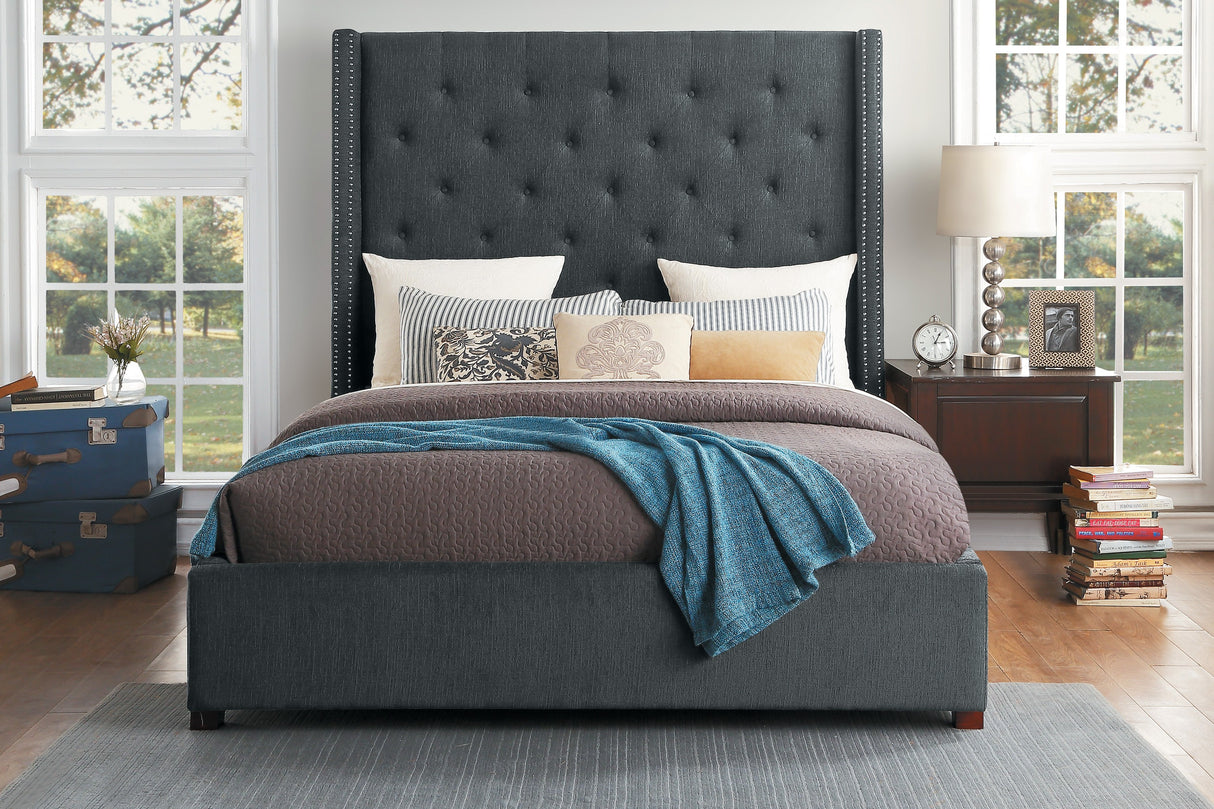 Fairborn Gray King Upholstered Storage Platform Bed