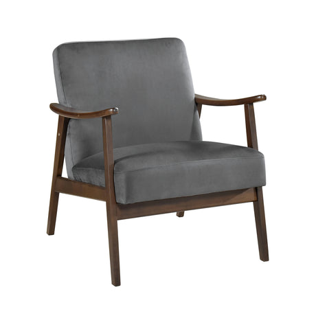 Landers Dark Gray Velvet Accent Chair from Homelegance - Luna Furniture