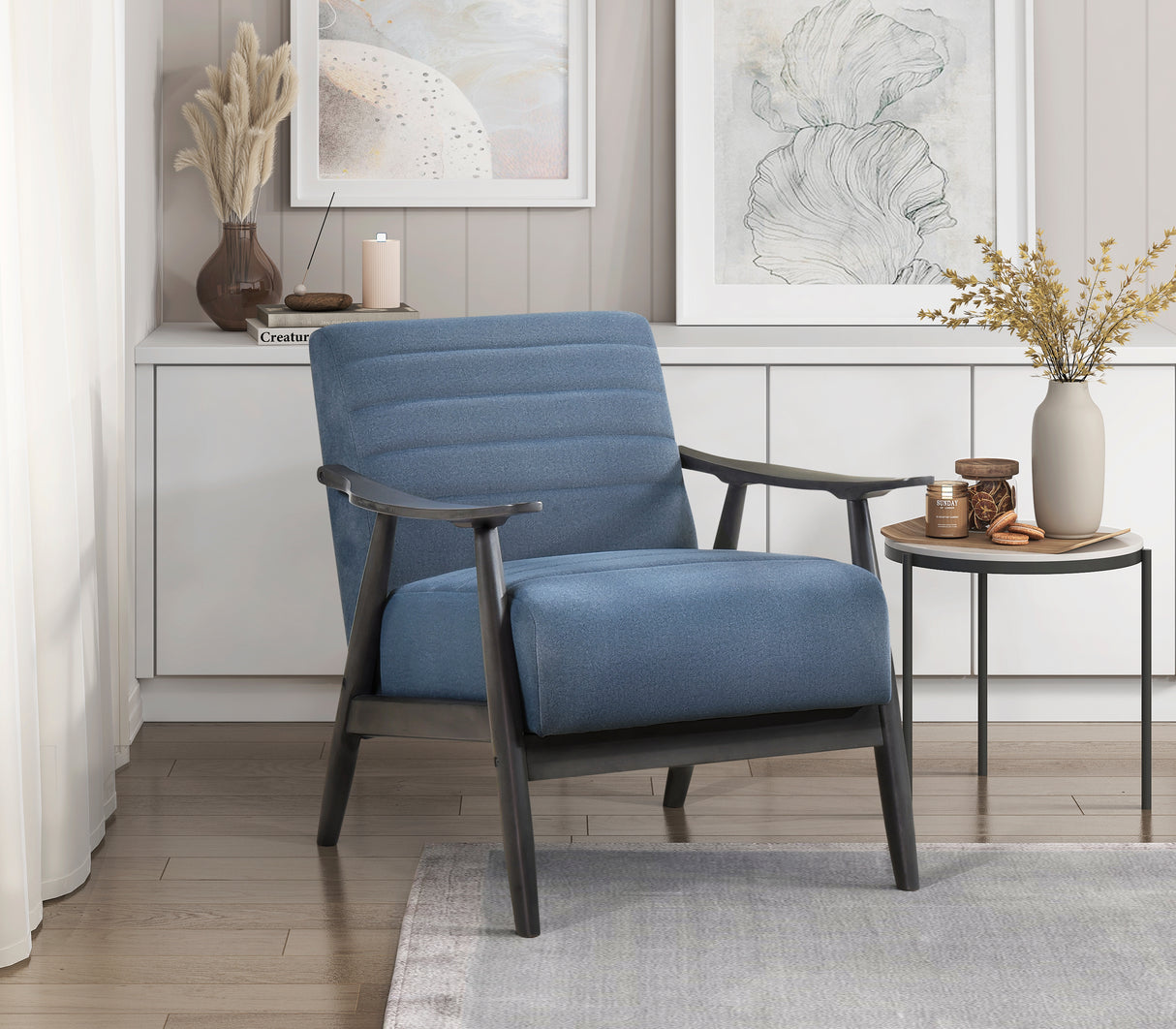 Greeley Blue Velvet Accent Chair from Homelegance - Luna Furniture