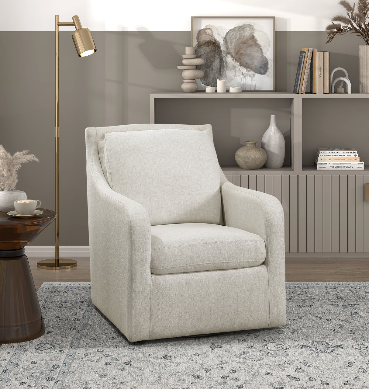 Claymont Beige Swivel Chair from Homelegance - Luna Furniture