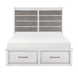 Ambrose Antique White/Gray Queen Platform Bed with Footboard Storage from Homelegance - Luna Furniture