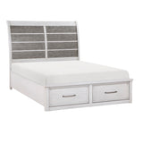 Ambrose Antique White/Gray Queen Platform Bed with Footboard Storage from Homelegance - Luna Furniture