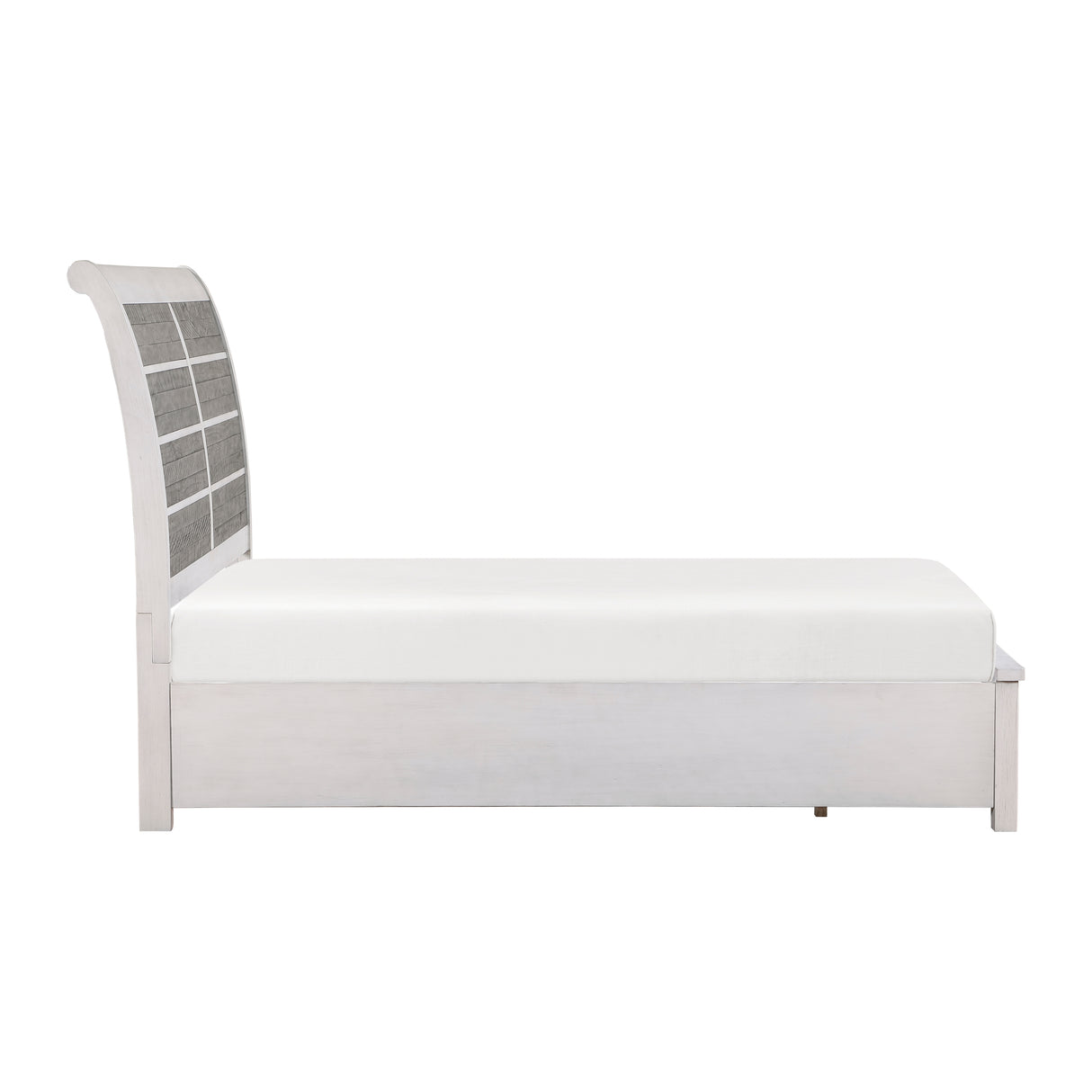 Ambrose Antique White/Gray Queen Platform Bed with Footboard Storage from Homelegance - Luna Furniture