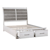 Ambrose Antique White/Gray Queen Platform Bed with Footboard Storage from Homelegance - Luna Furniture