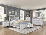 Ambrose Antique White/Gray Queen Platform Bed with Footboard Storage from Homelegance - Luna Furniture