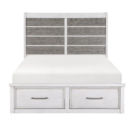 Ambrose Antique White/Gray 4-Piece Bedroom Set (Queen Bed, Nightstand, Dresser, Mirror) from Homelegance - Luna Furniture