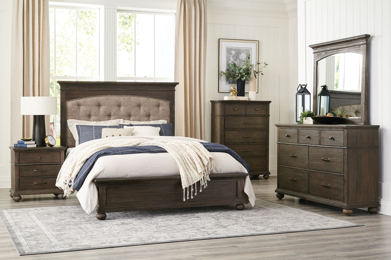 Motsinger Brown Upholstered Panel Bedroom Set from Homelegance - Luna Furniture