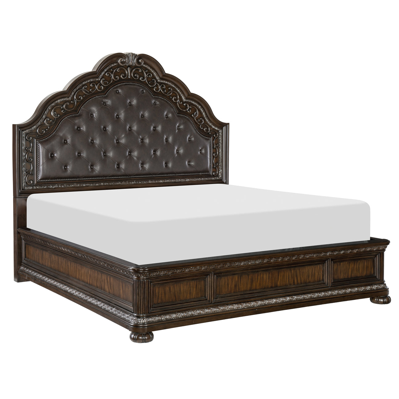 Beddington Dark Cherry King Upholstered Panel Bed from Homelegance - Luna Furniture