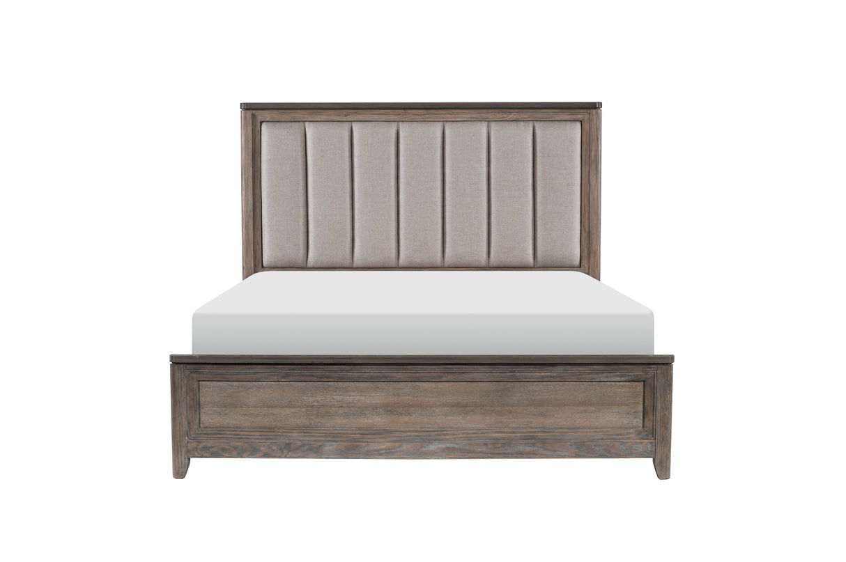 Newell Light Brown Upholstered Panel Bedroom Set -  Homelegance - Luna Furniture