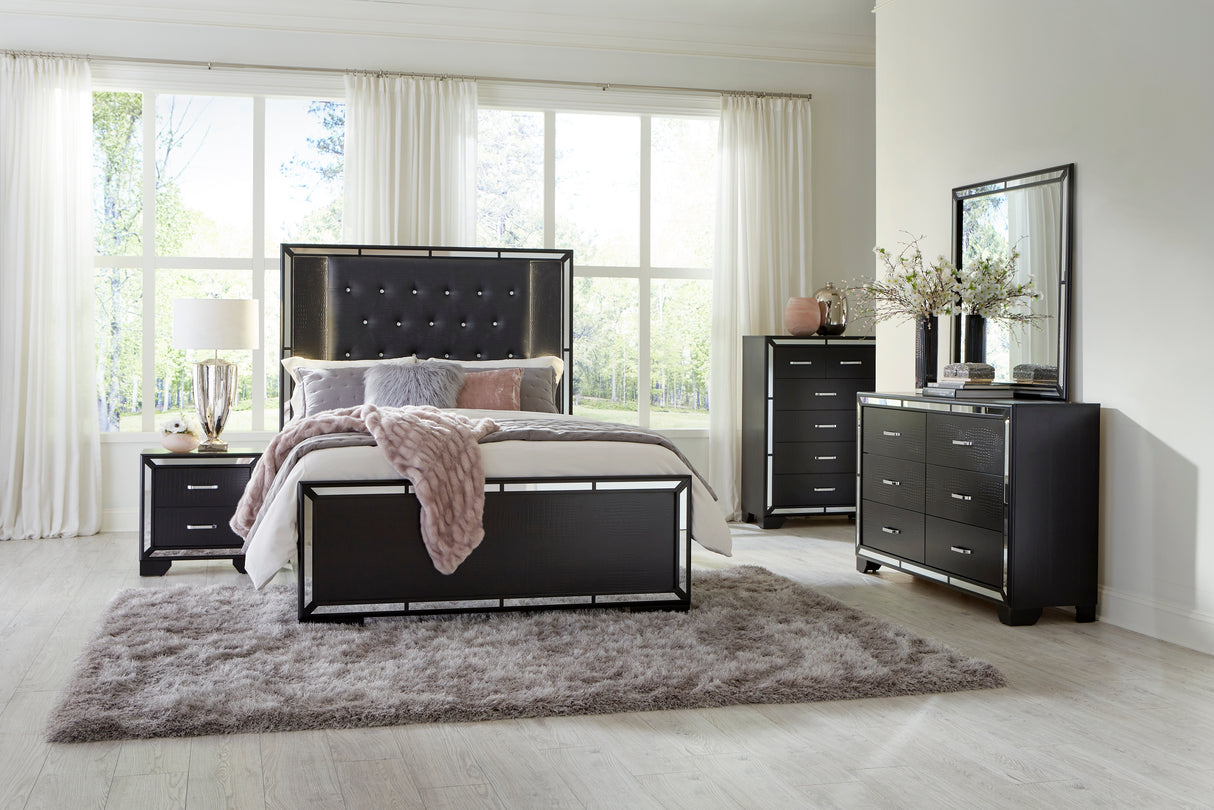 Aveline Black Nightstand - Luna Furniture